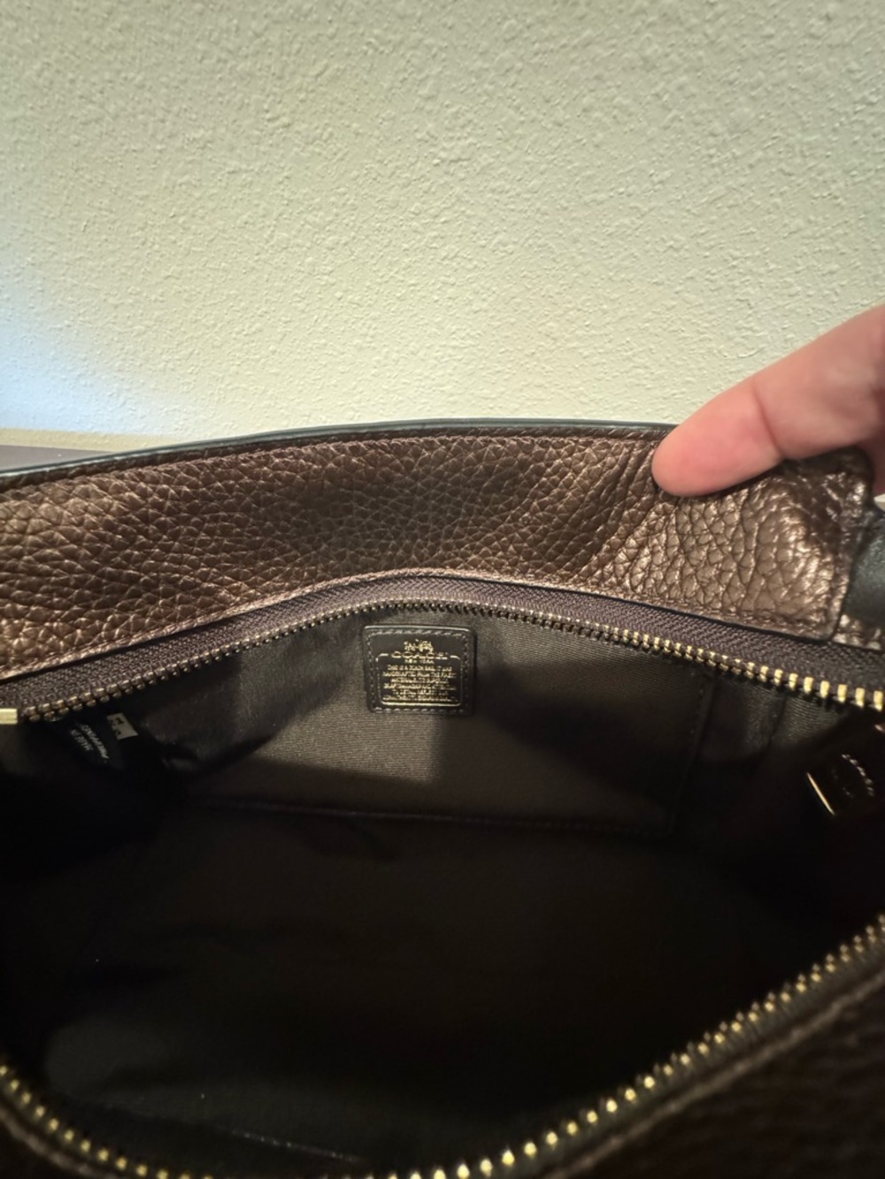 COACH Brown Pebbled Leather Satchel with Gold Hardware - like new condition. - Picture 12 of 14